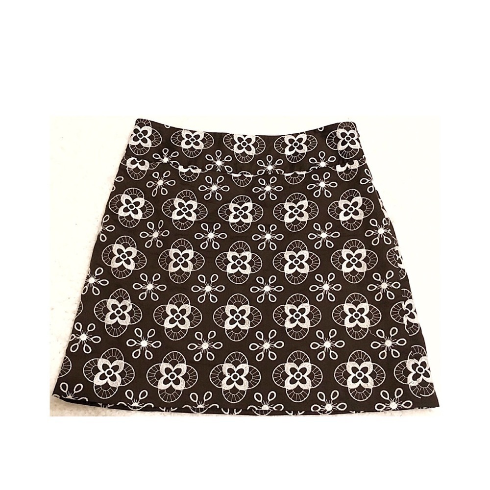 LOFT embroidered mini a line brown cotton …